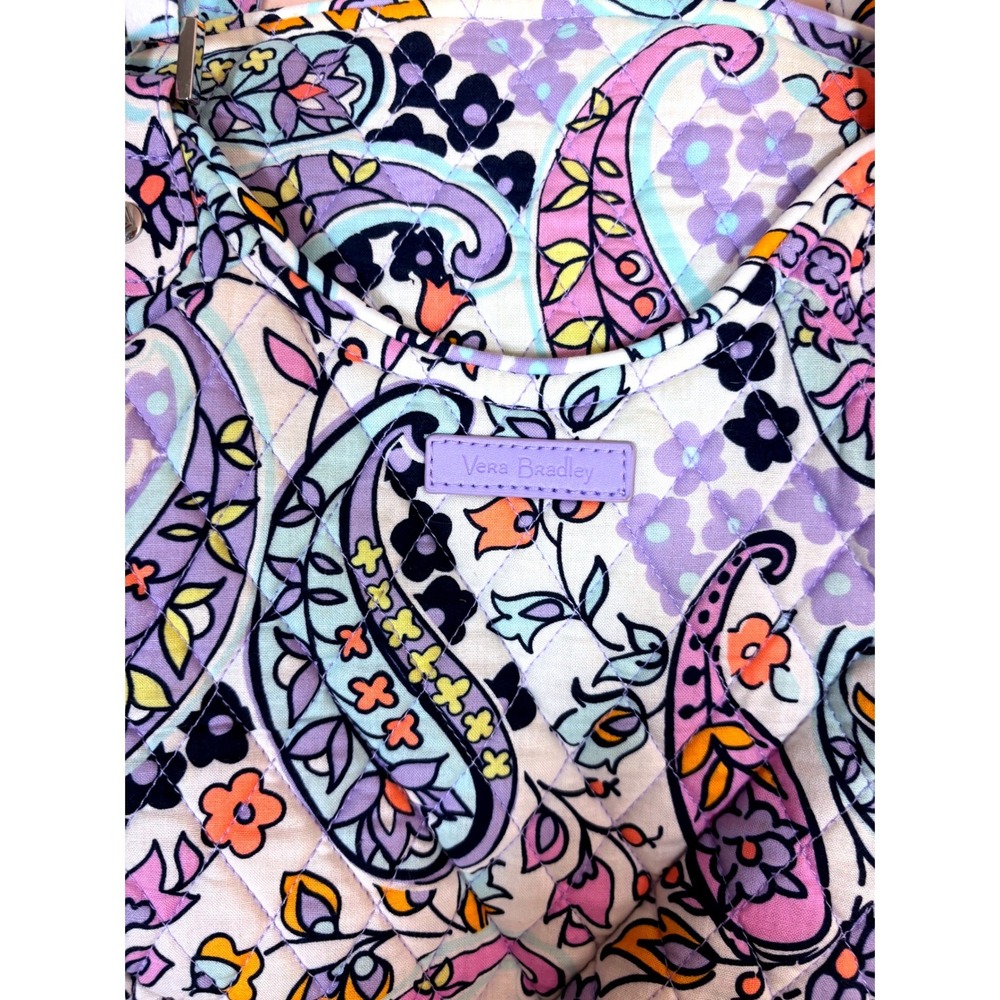 Vera Bradley Quilted Large Glenna Tote Maddalena Paisley Purple Orange Yellow - Picture 12 of 13